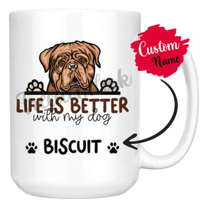 Personalized Dogue De Bordeaux Dog Mom Dad Mug, Custom Dog's Name Gift