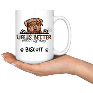 Personalized Dogue De Bordeaux Dog Mom Dad Mug, Custom Dog's Name Gift