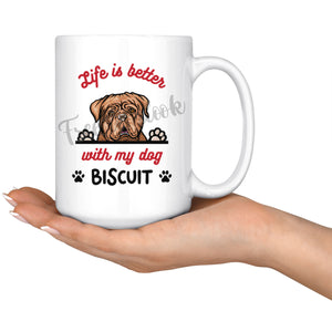 Personalized Dogue De Bordeaux Dog Mom Dad Mug, Custom Dog's Name Gift