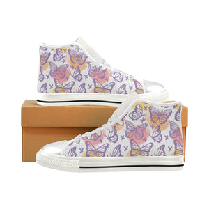High & Low Top Canvas Women's Shoes - Purple Butterflies - Freedom Look