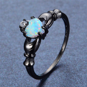 Elegant Heart Rainbow Opal Ring - Freedom Look
