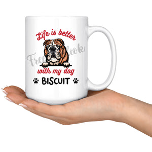 Personalized English Bulldog Dog Mom Dad Mug, Custom Dog's Name Gift