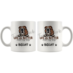 Personalized English Bulldog Dog Mom Dad Mug, Custom Dog's Name Gift