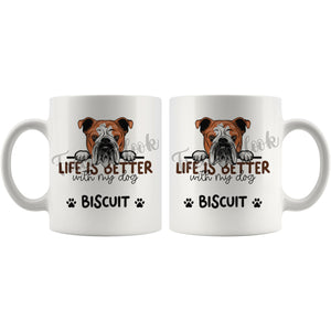 Personalized English Bulldog 2 Dog Mom Dad Mug, Custom Dog's Name Gift