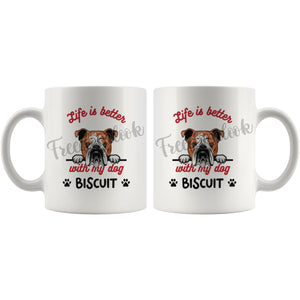 Personalized English Bulldog 2 Dog Mom Dad Mug, Custom Dog's Name Gift