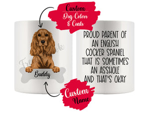 Personalized English Cocker Spaniel Dog Mom Dad Mug, Funny Dog Owner Gift