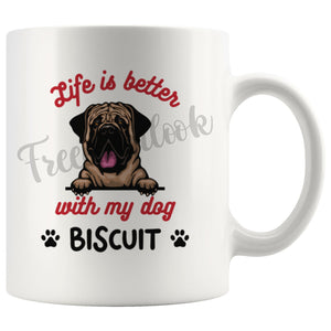 Personalized English Mastiff Dog Mom Dad Mug, Custom Dog's Name Gift