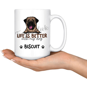 Personalized English Mastiff Dog Mom Dad Mug, Custom Dog's Name Gift