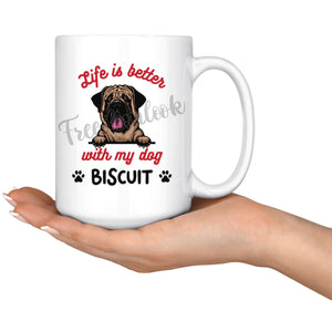 Personalized English Mastiff Dog Mom Dad Mug, Custom Dog's Name Gift