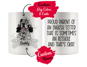 Personalized English Setter Dog Mom Dad Mug, Funny Dog Owner Gift