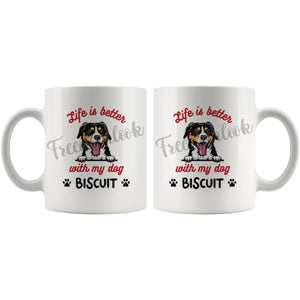 Personalized Entlebucher Mountain Dog Mom Dad Mug, Custom Dog's Name Gift