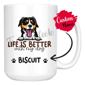 Personalized Entlebucher Mountain Dog Mom Dad Mug, Custom Dog's Name Gift