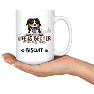 Personalized Entlebucher Mountain Dog Mom Dad Mug, Custom Dog's Name Gift
