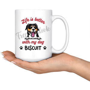 Personalized Entlebucher Mountain Dog Mom Dad Mug, Custom Dog's Name Gift