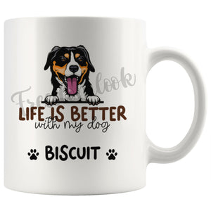 Personalized Entlebucher Mountain Dog Mom Dad Mug, Custom Dog's Name Gift