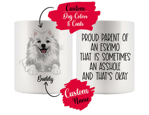 Personalized Eskimo Dog Mom Dad Mug, Funny Dog Owner Gift