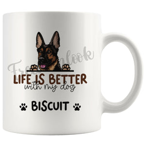 Personalized European Shepherd Dog Mom Dad Mug, Custom Dog's Name Gift