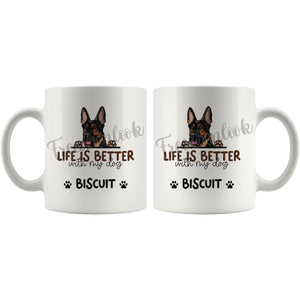 Personalized European Shepherd Dog Mom Dad Mug, Custom Dog's Name Gift