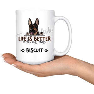 Personalized European Shepherd Dog Mom Dad Mug, Custom Dog's Name Gift