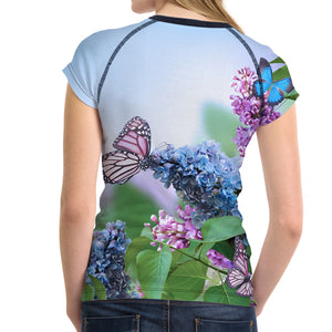 Butterfly & Flowers All-Over-Print T-Shirt - Freedom Look