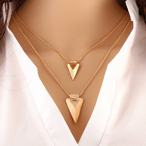 Fashion Multilayer Triangle Double Chain Necklace - Freedom Look