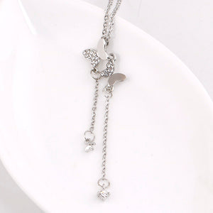 Crystal Butterfly Pendant Necklace - Freedom Look