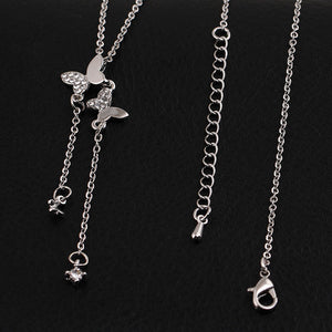 Crystal Butterfly Pendant Necklace - Freedom Look