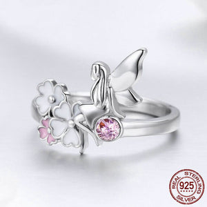 Unique Butterfly & Flower Ring - 925 Sterling Silver