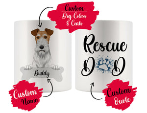 Personalized Fox Terrier Dog Rescue Mom Dad Mug, Best Dog Owner Gift
