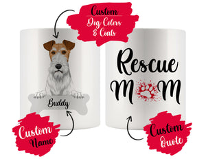 Personalized Fox Terrier Dog Rescue Mom Dad Mug, Best Dog Owner Gift