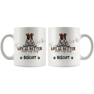 Personalized Fox Terrier Wire Dog Mom Dad Mug, Custom Dog's Name Gift