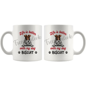 Personalized Fox Terrier Wire Dog Mom Dad Mug, Custom Dog's Name Gift