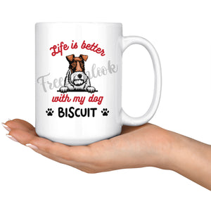 Personalized Fox Terrier Wire Dog Mom Dad Mug, Custom Dog's Name Gift