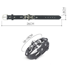 Skeleton Skull Leather Bracelet - Freedom Look