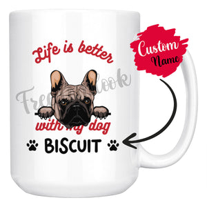 Personalized French Bulldog Dog Mom Dad Mug, Custom Dog's Name Gift
