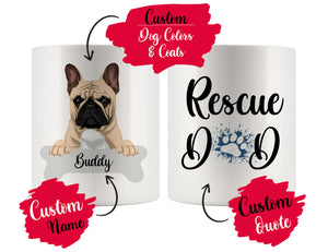 Personalized French Bulldog Dog Rescue Mom Dad Mug, Best Dog Owner Gift