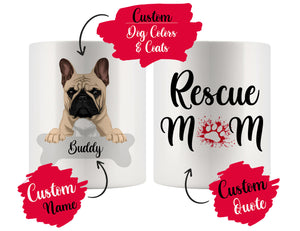 Personalized French Bulldog Dog Rescue Mom Dad Mug, Best Dog Owner Gift