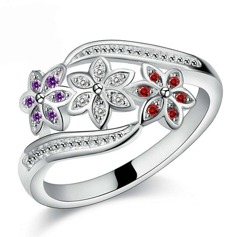 Beautiful Three Color Flower Ring – Freedom Look