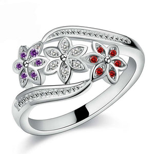 Beautiful Three Color Flower Ring - Freedom Look