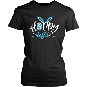 Blue Happy Easter Bunny Womens And Unisex T-Shirt
