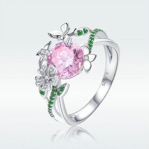 Unique HQ Butterfly & Flower Ring - 925 Sterling Silver