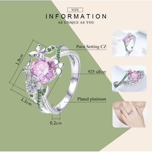 Unique HQ Butterfly & Flower Ring - 925 Sterling Silver