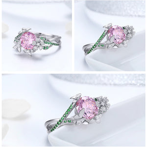Unique HQ Butterfly & Flower Ring - 925 Sterling Silver