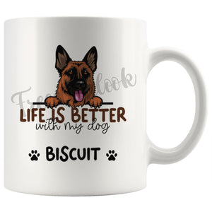Personalized German Shepherd Dog Mom Dad Mug, Custom Dog's Name Gift