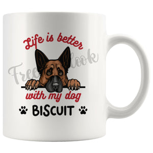 Personalized German Shepherd 2 Dog Mom Dad Mug, Custom Dog's Name Gift