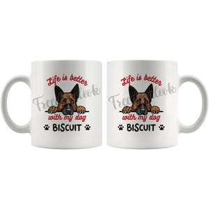 Personalized German Shepherd 2 Dog Mom Dad Mug, Custom Dog's Name Gift