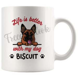 Personalized German Shepherd Dog Mom Dad Mug, Custom Dog's Name Gift