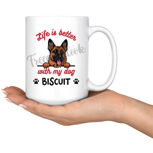 Personalized German Shepherd Dog Mom Dad Mug, Custom Dog's Name Gift