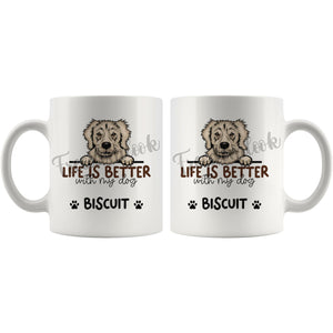 Personalized Golden Retriever 2 Dog Mom Dad Mug, Custom Dog's Name Gift