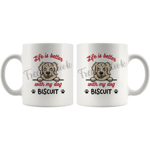 Personalized Golden Retriever 2 Dog Mom Dad Mug, Custom Dog's Name Gift